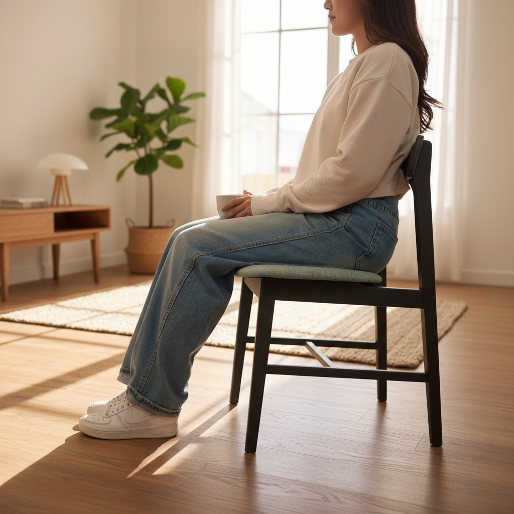 椅緣距離膝蓋剛好1個拳頭的距離坐起來最舒適